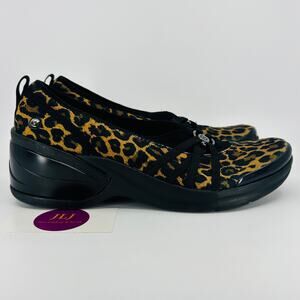 BZees Women's Melody Leopard Print Slip-On Comfort Wedge Sneakers Size 9